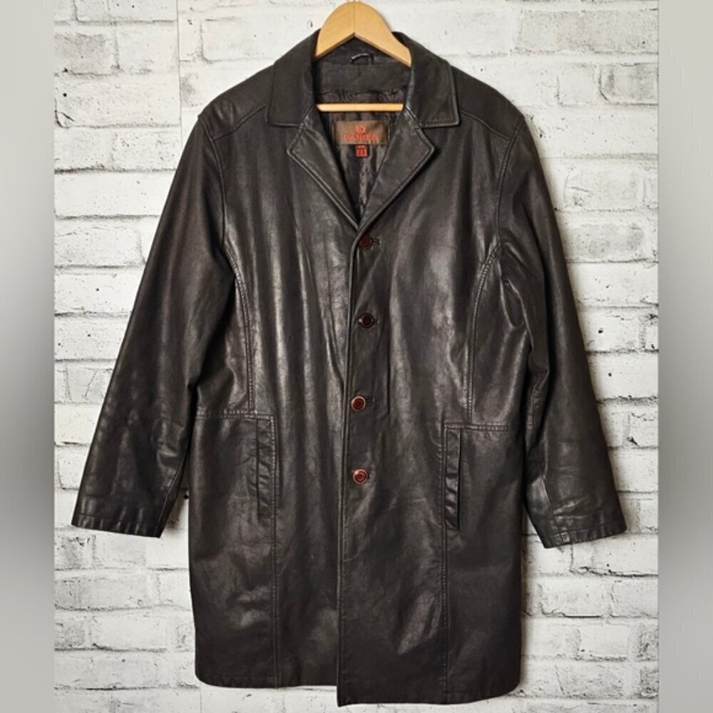 Danier Genuine Leather Car Coat Brown Removable Liner Men's Medium